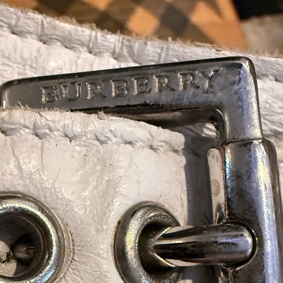 Burberry Dr. Scholls Nova check white leather wood vintage classic sandals 8 8.5 - Picture 5 of 7